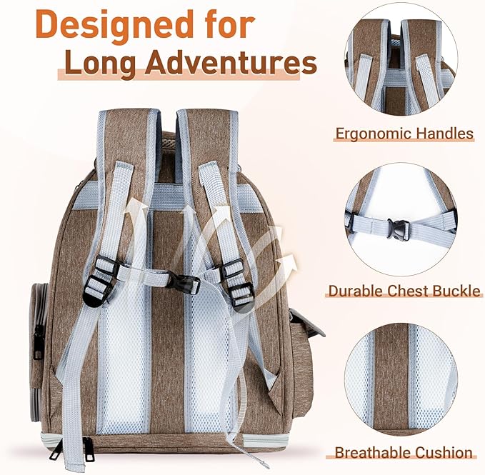 Pawstrip Cat Backpack Carrier with Large Space Bubble Window, Airline Approved Breathable Pet Carrier for Small Dogs Cats up to 15lbs, Foldable for Travel Hiking & Outdoor Use
