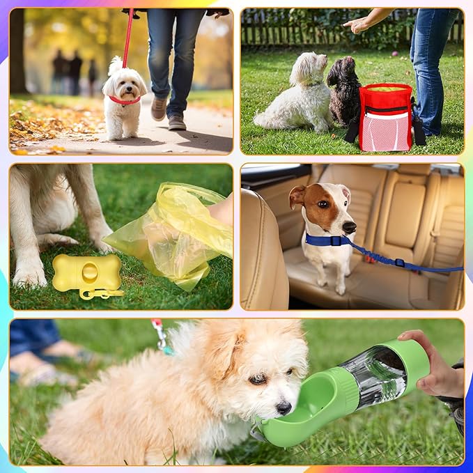 Abbylike 50 Pcs Puppy Supplies Starter Kit for Small Dogs Puppy Essentials Includes Leash, Bowls, Teeth Brushes, Water Bottle, and More Accessories for Dogs Pet Day Welcome Gift(Colorful)