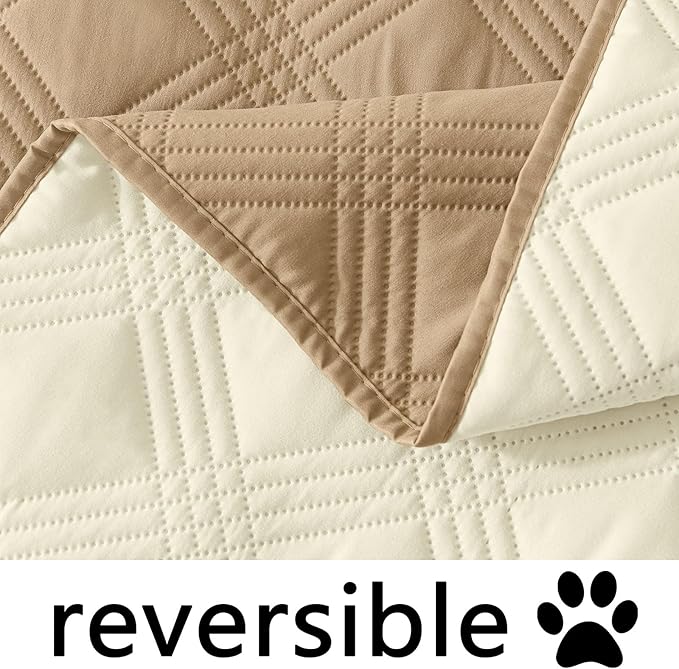 hyha Waterproof Dog Blanket, Reversible Pet Bed Blanket, Soft Sofa Couch Cover for Dogs Washable, Waterproof Pet Couch Covers for Sofa Puppy Cats Furniture Protector(40"x80", Camel/Beige)