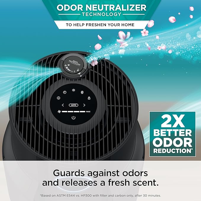 Shark Air Purifier for Home, NeverChange, for Large Room, HEPA-Exceeding Filter, Captures Pollutants, Pet Dander, Dust, Odor, Smoke, and More, Odor Neutralizer, HP152, Charcoal