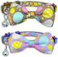 2 Pack Easter Day Cat Collar with Bow Tie, Holiday Spring Easter Eggs Collar for Boys and Girls Male Female Kitty Kittens