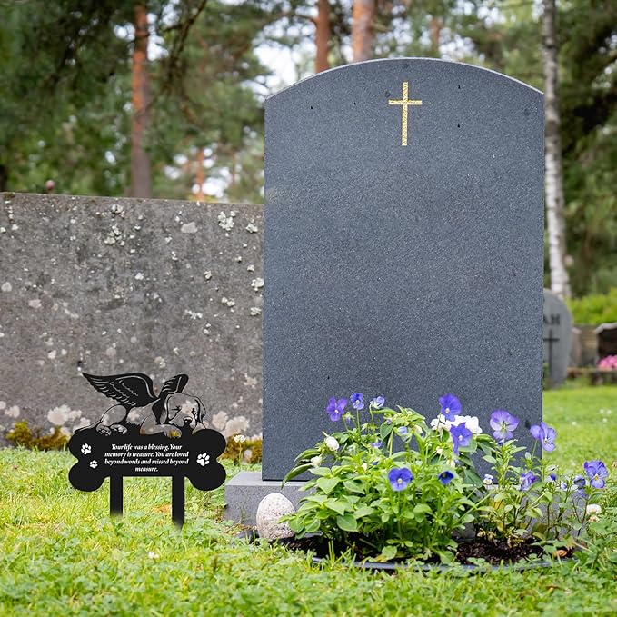 Metal Pet Grave Markers Dog, Dog Memorial Grave Markers Outdoor, Garden Plaque Decorations for Cemetery Pets (8 X 12 Inches)