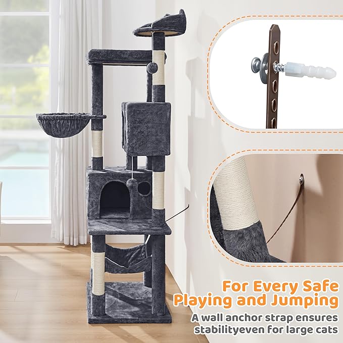 Yaheetech 73inch Cat Tree, Cat Stand Furniture with Scratching Posts Perches Hammock as Indoor Kittens Activity Center