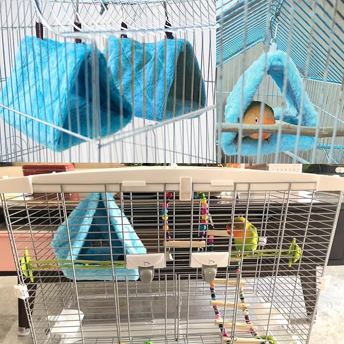 4Pcs Bird Tent Plush Hammock Warm Hut Hanging Parrot Nest for Cage Snuggle Large 9.4''X5.9''X7.0'' Sleeping Bed Hideaway Cave for Parakeet Cockatiels Cockatoo Lovebird