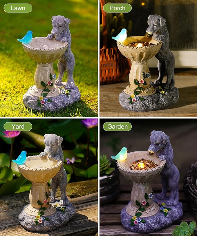 Nacome Solar Dog Garden Statues: Outdoor Decor Ornaments for Outside Decorations Lawn Porch Yard Art Patio Balcony - Birthday Gifts for Mom Grandma Women Lover