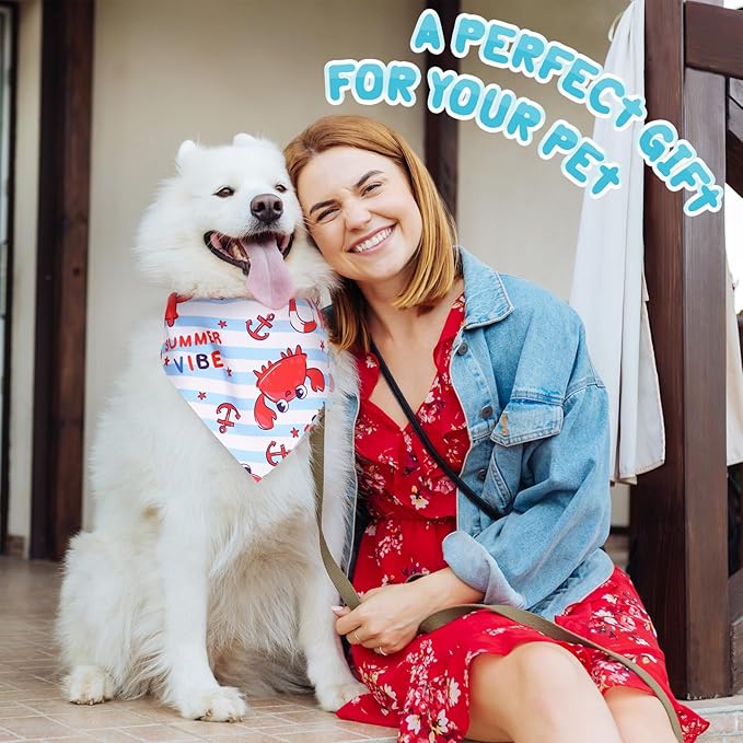 100 Pcs Dog Bandanas Bulk Hawaiian Dog Bandanas Summer 3 Sizes Washable Adjustable Scarf for Beach Small Medium Large Pet Supplies(Ocean)