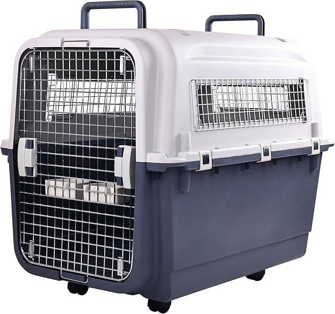 Elevon Plastic Kennels, Plastic Dog Crate, Airline Approved Pet Carrier for Dogs and Cats Longer Traveling, XLarge