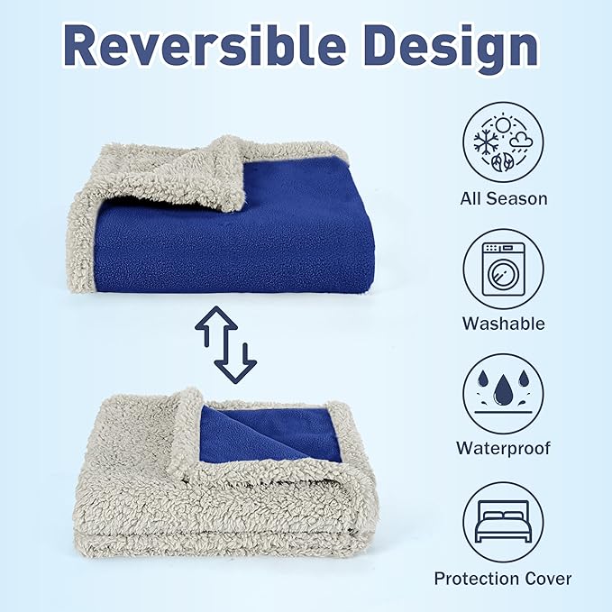 Kritter Planet Waterproof Dog Blanket, Reversible Water Proof Pet Blanket for Couch, Bed & Sofa, Washable Couch Covers for Large Dogs - Protects Furniture from Fur, Dirt, and Accidents