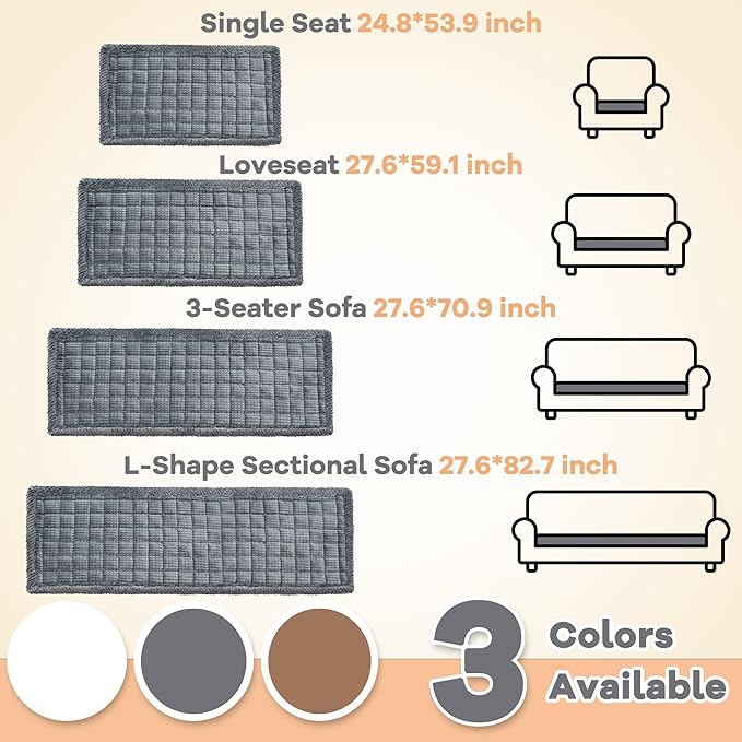 Washable Dog Couch Cover Protector, Non Slip Dog Bed Mat Machine Washable Large Blanket for Dogs, Pet Couches Covers for Sofa (Grey, 27.6 * 70.9 '')