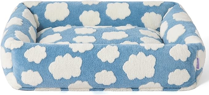 LE SURE Cute Dog Bed for Large Dogs - Washable Pet Beds,Cozy Rectangle Orthopedic Sofa with Jacquard Shaggy Plush & Anti Slip Bottom,36x27x8inches
