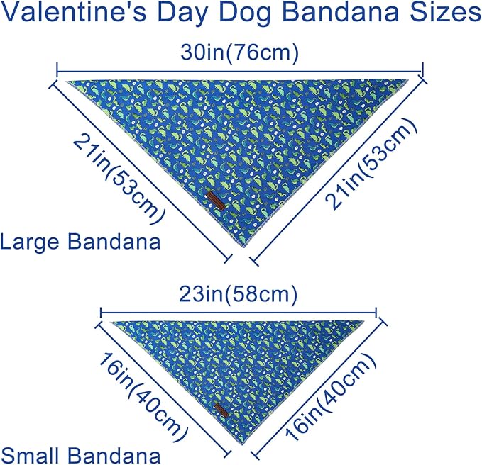 Summer Dog Bandana, UP URARA PUP Dinosaur Triangle Bid Scarf for Medium Large Dogs, Cotton Kerchief for Girl Boy Puppies, Cute Summer BlueBandana,L