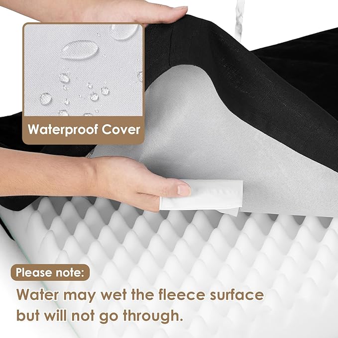 EHEYCIGA Waterproof Dog Bed Orthopedic 30"x20", Memory Foam Pet Bed for Medium Dogs, Washable Pet Mat with Removable Cover, Black