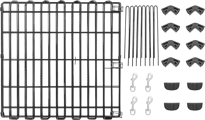 Amazon Basics Foldable Octagonal Metal Exercise Dog Playpen, Indoor/Outdoor Pet Fence, No Door, 8 Panels, Extra Small, 24 x 24 Inches, Black