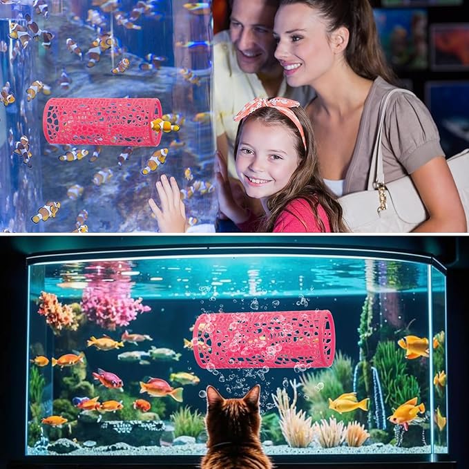Rose Red Betta Fish Toys Hammock and Betta Tunnel, Safe Aquarium Decor for Small Fish & Shrimp, Bettas Tank Accessories with Suction Cups, Perfect Hideout and Play Area for Bettas