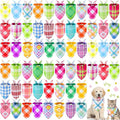Sweetude 60 Pcs Spring Plaid Dog Bandanas Bulk Spring Pet Scarf Bibs Adjustable Washable Kerchief Seasonal Pet Costume Accessories Grooming Supplies for Small to Large Cats Dogs