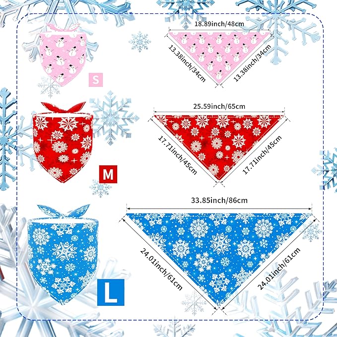 30 Pack Winter Dog Bandanas Bulk for Large Dogs Breed Stitch 33 Inch XL Dog Bandanas Scarves Grooming L