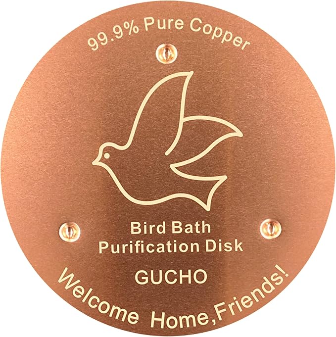 GUCHO Bird Bath Copper Disk,Bird Bath Purification Disk,0.6mm Thickness 99.99% Pure Copper for Physical Safe Water Cleaning All-Seasons,Universal Fit for Outdoor Backyard Birdbaths Bowl