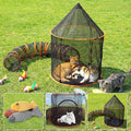 Outdoor Cat Enclosure with Tunnel - Large Portable Pet Playpen Tent for Indoor/Outdoor, Catio Playhouse for Cats, Kittens, Rabbits & Small Animals