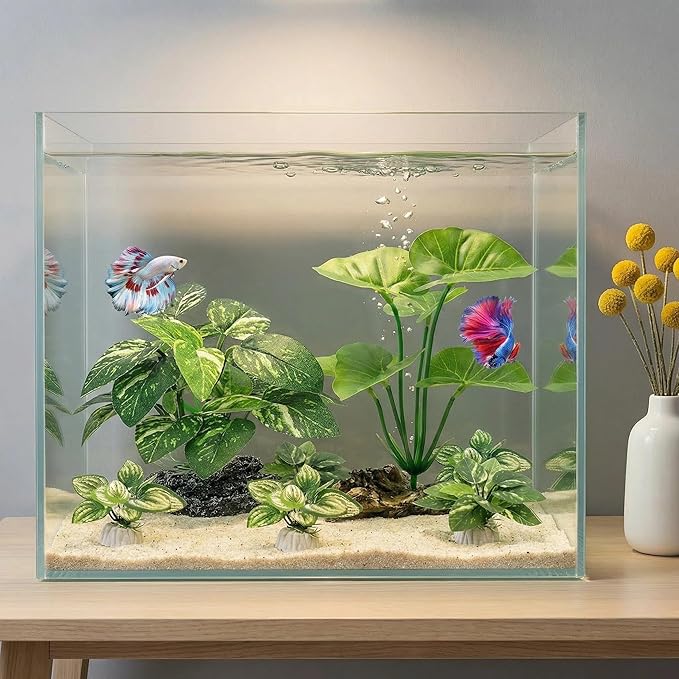 10 PCS Aquarium Decorations Silk Aquarium Plants Betta Fish Tank Decor Artificial Fish Tank Decorations Plants for Betta, Goldfish, Turtle & Reptile Tanks Ornament