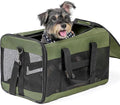 Dog Carrier Soft Sided, Large Cat Carrier with Inner Safety Leash, Pet Transport Carrier for Large Cats and Medium Dogs up to 20 Lbs, Collapsible Travel Puppy Carrier Bag -Green L