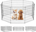 FDW 30 Inch Dog Pen 8 Panel Dog Playpen Indoor Outdoor Metal Puppy Pet Fence Portable Folding Animal Exercise Fence,Black