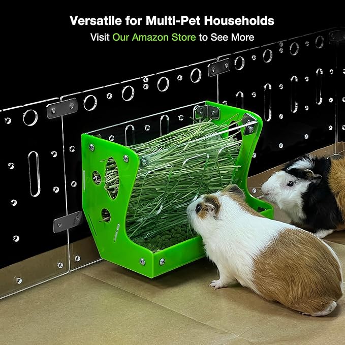 GuineaLoft™ Custom 2-in-1 Hay & Food Feeder - Multiple Colors Options for Guinea Pigs, Rabbits, and Chinchillas – No- Waste Hay Rack with Dual-Compartment Bowl, Easy Cage Mount, Space-Saving Design