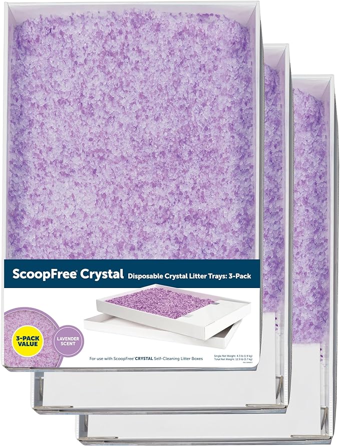 PetSafe ScoopFree Disposable Crystal Cat Litter Tray - Easy Cleaning Box - Refill Tray for Automatic Litter Box - Lavender Scent - 4.3 lb Bags - 3 Pack