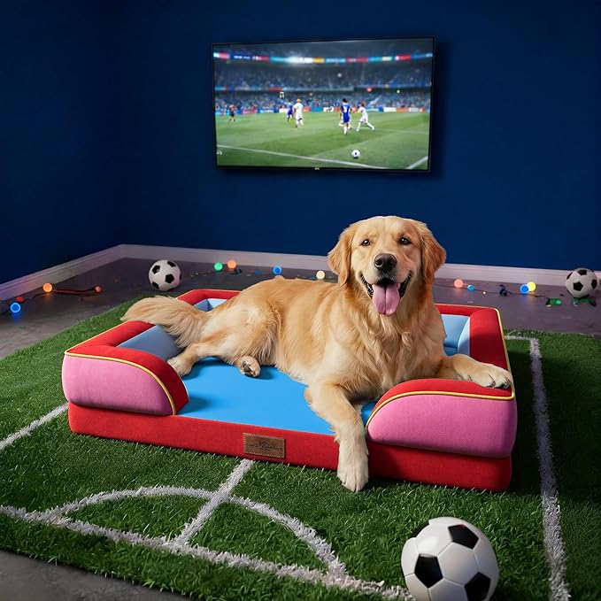 Comfort Expression Orthopedic Dog Bed for Large Dogs 36x27 Inch, Waterproof Egg Crate Foam Large Pet Bed with Removable Bolsters, Dog Couch with Washable Cover & Non-Slip Bottom, Los Angeles