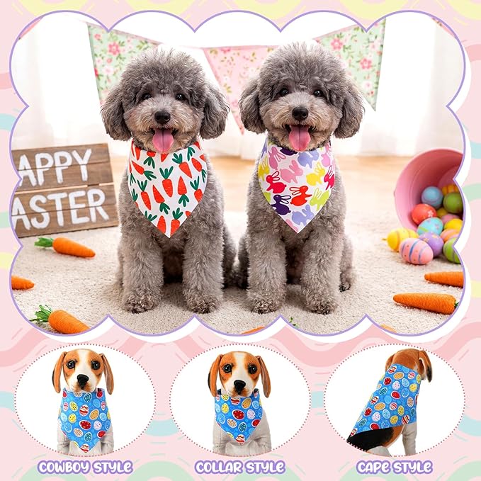 Aliceset 180 Pack Easter Dog Bandana Bulk, Easter Bandanas for Dog, Washable Adjustable Pet Triangle Scarf Bib for Small Medium Large Puppy Holiday Costumes Accessories
