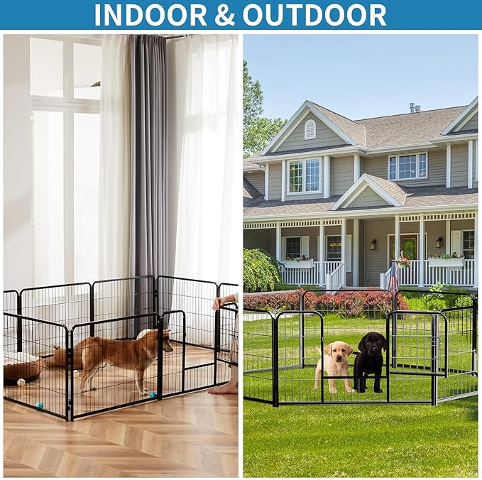 NEWBULIG Dog Playpen 16 Panels 24" Height Foldable Heavy Duty Metal Dog Exercise Playpen Puppy Fence for Indoor Outdoor Yard