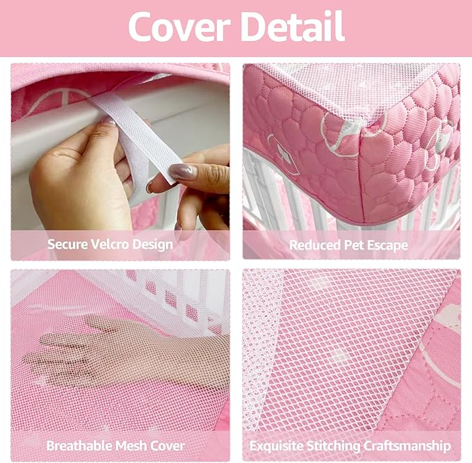 PJYuCien Dog Playpen Bottom Pad and Cover Fits for 36 Inch 4 Panels Exercise Pet Pen, Pink