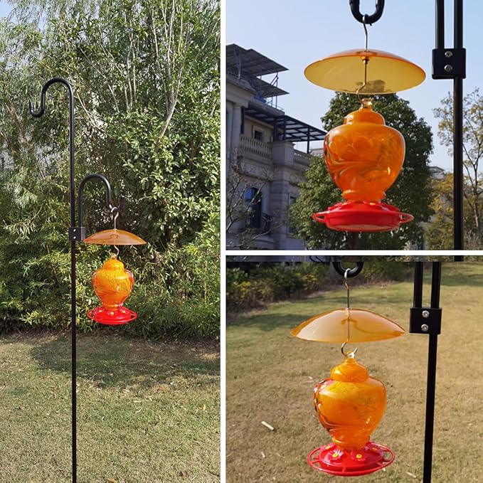 Small Rain Cover for Bird Feeder - Mini Orange Yellow 8" X 2 PC Hanging Weather Guard Protective Dome - Dia. 20CM