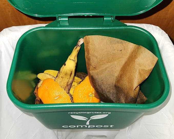 Small Green Compost Bin Container for Hanging on Kitchen Trash Container