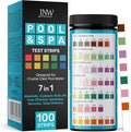 JNW 7-in-1 Pool Test Strips, 100 Quick & Accurate Test Strips for Pool Water, Spa Test Strips for Hot Tub, Chlorine Test Strips, Bromine, pH, Alkalinity, Hardness & More - Swimming Pool Test Kit
