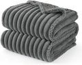 Bedsure ComfyFleece™ Waterproof Dog Blankets for Large Dogs - Soft Pet Cat Blanket Corduroy Fleece for Couch Bed Protector Washable, Cozy Calming Reversible Furniture Protection,50"x60", Warm Grey