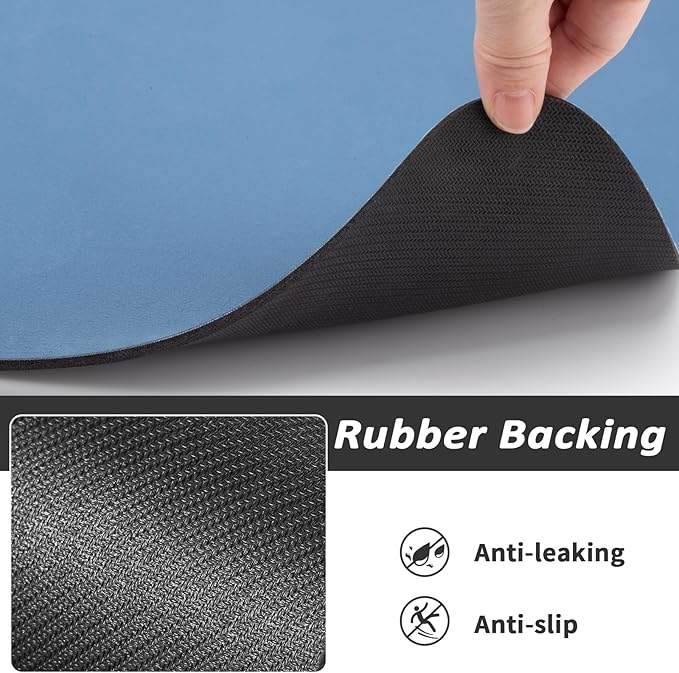 Dog Food Mat - Absorbent Cat Mat for Food and Water, No Stains Pet Feeding Bowl Mat, Easy to Clean Pet Placemats, Quick Dry Dog Water Dispenser Mat for Messy Drinkers | Blue 12"x 19"