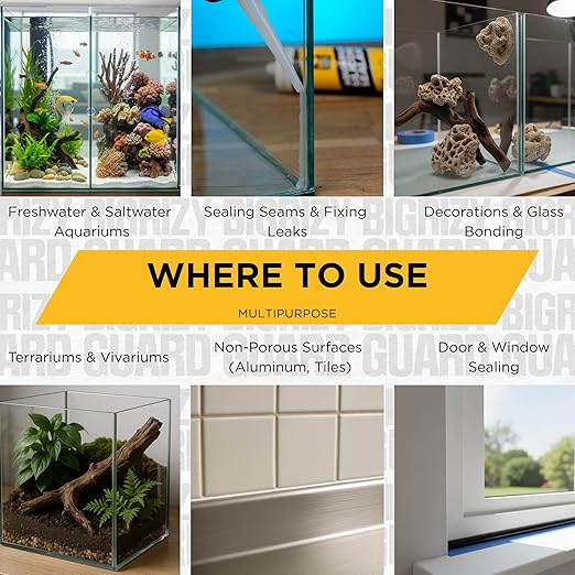 Aquarium Silicone Sealant Black 10.14 Fl oz Cartridge - Aquarium Safe Silicone for Fish & Plants | 100% Waterproof, Premium, Non-Toxic, Solvent Free, Strong Bond, Fast Curing (1 Pack)