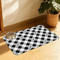 Cat Checked Plaid Dog Cat Food Mat, Absorbent Feeding Mat with Fast-Dry Surface, Rubber Backing for Messy Drinkers – 16x24 Inch