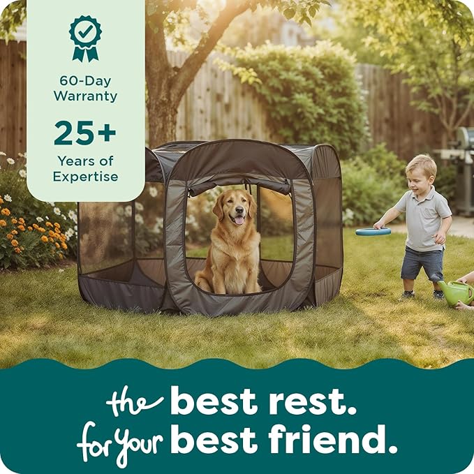 FurHaven Portable Pet Playpen for Dogs & Cats, Foldable Indoor Kitten Playpen with Mesh Sides, Pop Up Travel Dog Pen, X-Large, Hunter Green