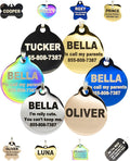 Engraved Dog Tags Personalized - Stainless Steel Engraved Dog Cat ID Tags Front & Back up to 8 Lines of Text Color Plating Gold, Rose Gold, Blue, Black, Nebula by PetANTastic