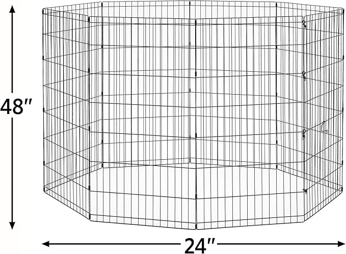 MidWest Homes for Pets Folding Metal Dog Exercise Pen, Indoor/Outdoor Playpen with No Door, Provides 16 Sq Feet of Play Space, 48-Inches Tall, Black E-Coated