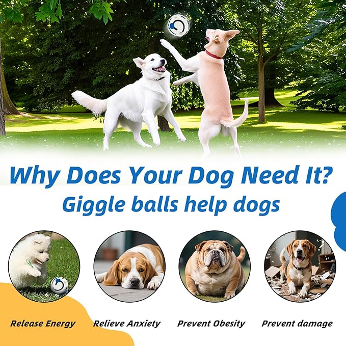Glow in The Dark Dog Toys Ball, Interactive Dog Ball, Shaking with Gibbering Sound, L, 3.94 in (10 cm)