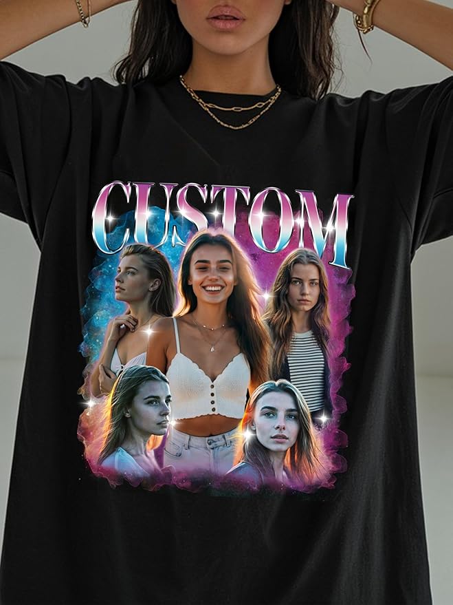 Custom Bootleg Rap Tee, Personalized Girlfriend Vintage Graphic T-Shirt, Photo Shirt, Valentine Birthday Gifts