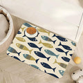 Fish Boho Dog Food Mat for Floors,Ocean Absorbent Quick-Dry Pet Feeding Mat,Cat Dog Bowl Mats for Food and Water,Non-Slip Pet Accessories Supplies 12"x20"