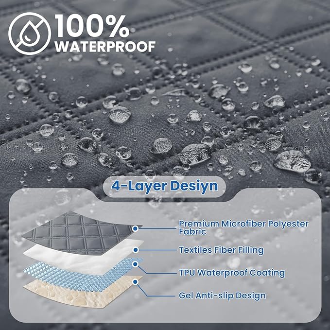 Waterproof Dog Bed Cover, Non-Slip Dog Blanket for Couch, Couch Covers for Dogs Washable, Pet Blanket for Furniture, Pet Bed Mat for Sofa, Car, Pet Supplies (82x120 Inch, Dark Grey)