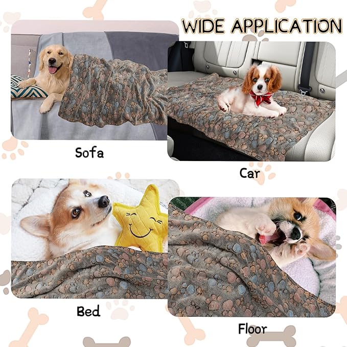 Rezutan 1 Pack 3 Blankets for Dogs, Dog Blanket for Large & Medium Pet Cat, Premium Soft Fluffy Suitable for Dog Kennels & Beds, Sofas, Gifts Puppy Essentials, 41x31inch, Tan