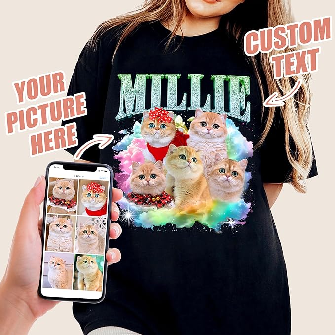 JIX & JOKY Custom Your Own Bootleg Rap Shirts with Dog Faces Custom Pet Shirt for Men Graphic Tshirt Gift Idea for Pet Lovers