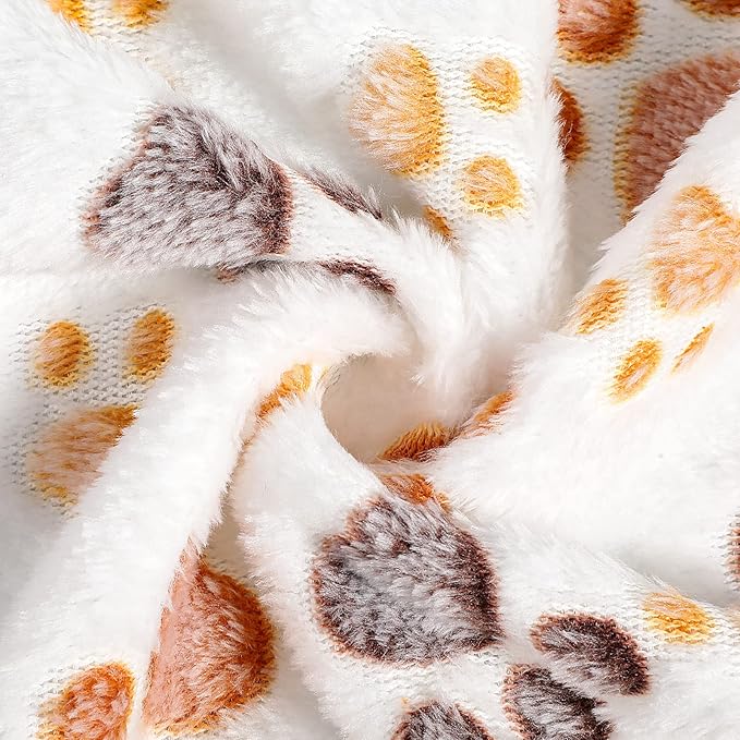 Tegeme 12 Pcs Pet Blankets Soft Fluffy Fleece Dog Cat Warm Paw Print Pattern Blankets Flannel Throw for Pets Dog Puppy Cat(23 x 16 Inch,White)