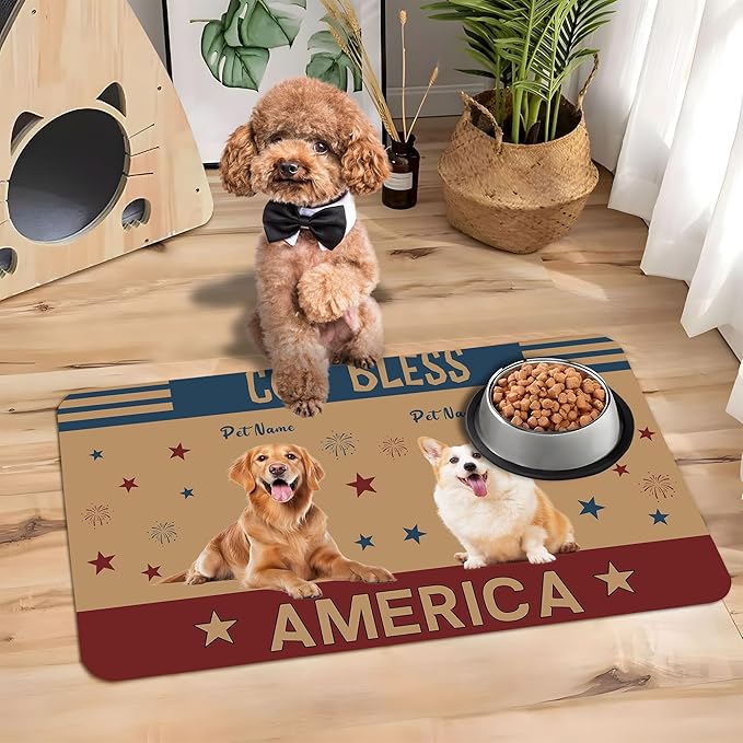 Personalized Dog Cat Mat with Name Photo Custom Placemat Feeding Mats for Food and Water Customized Non-Slip Waterproof Doormat for Bowls Outdoor Indoor Floors Gifts for Pet Owner