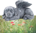Dog Memorial Stone Resin Statue Pets Sleeping Angel Dog Keepsake Marker Grave Handmade for Cemetery